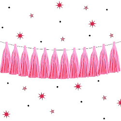 Гирлянда тассел 12 кисточек по 10 листов, розовый